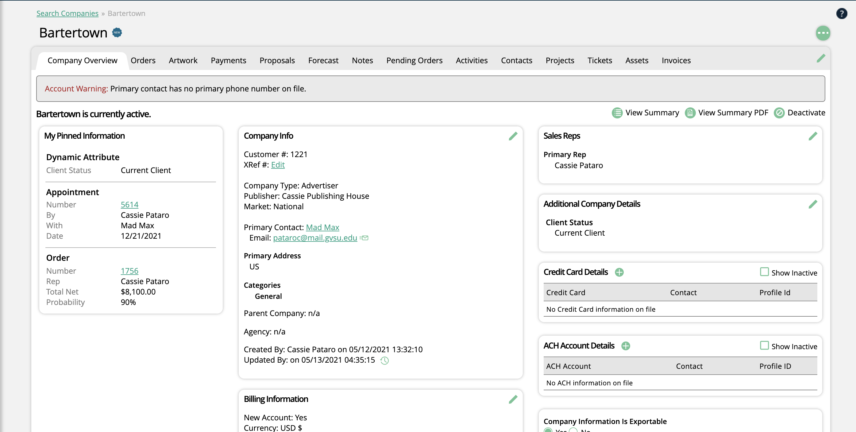 ad-orbit-company-overview-screenshot company detail ad orbit crm platform